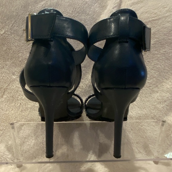 Guess Ankle Cross-Strap Slingback Ultra High Stiletto Heels Navy Blue Size 7 EUC - Picture 5 of 14